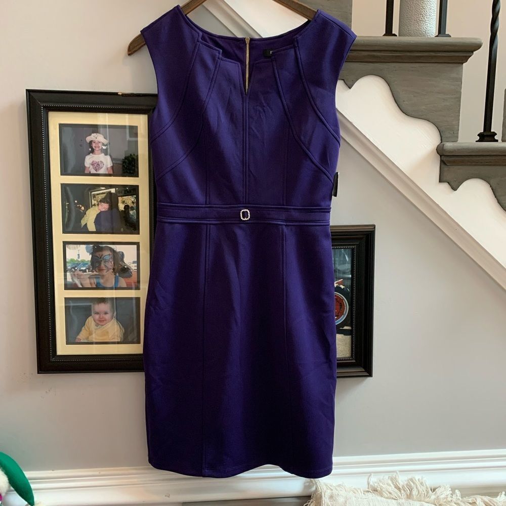 Ellen Tracy Purple Sleeveless Scuba Dress sz 2 NWT